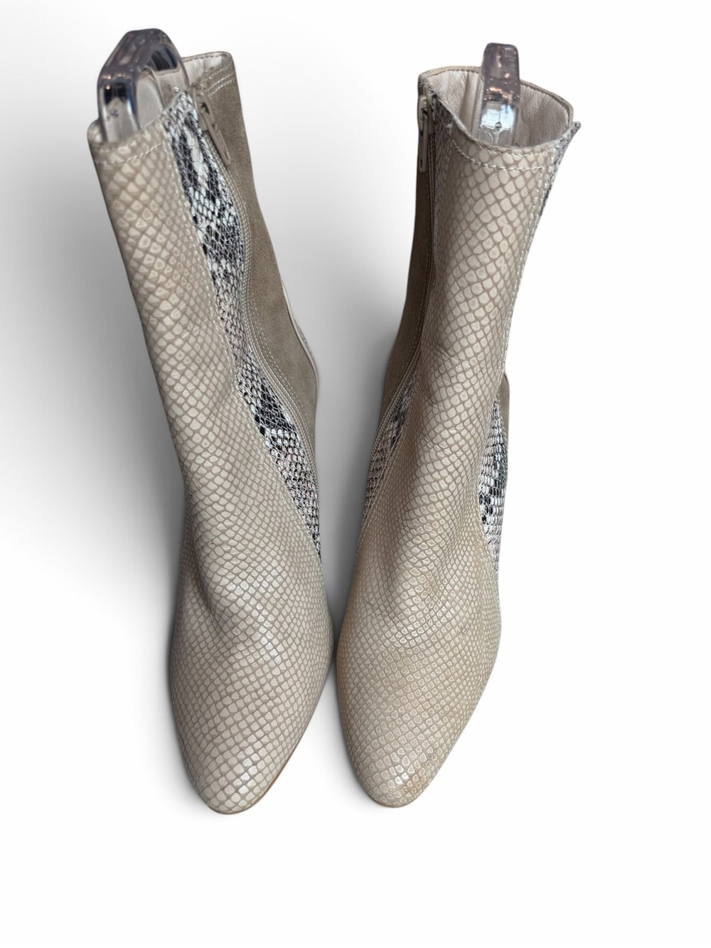 Matisse Beige and Taupe Suede Snake-Panel Block Heel Booties - Picture 6 of 12